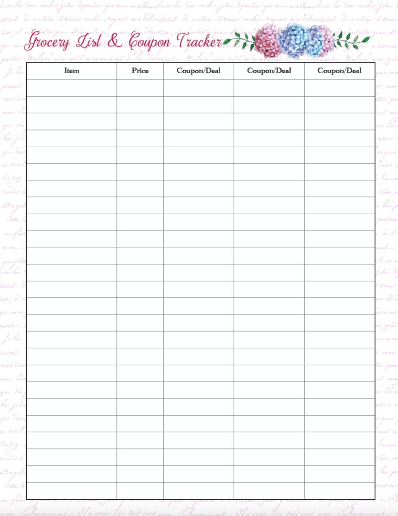 Menu Grocery Printables Menu Grocery Printables