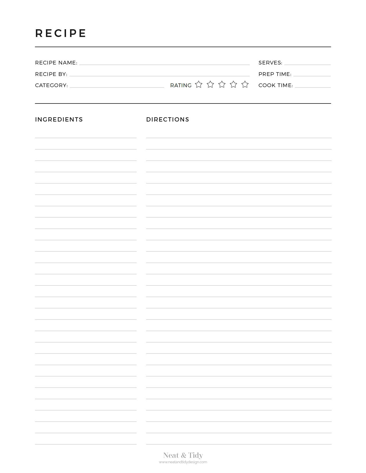 printable blank recipe template