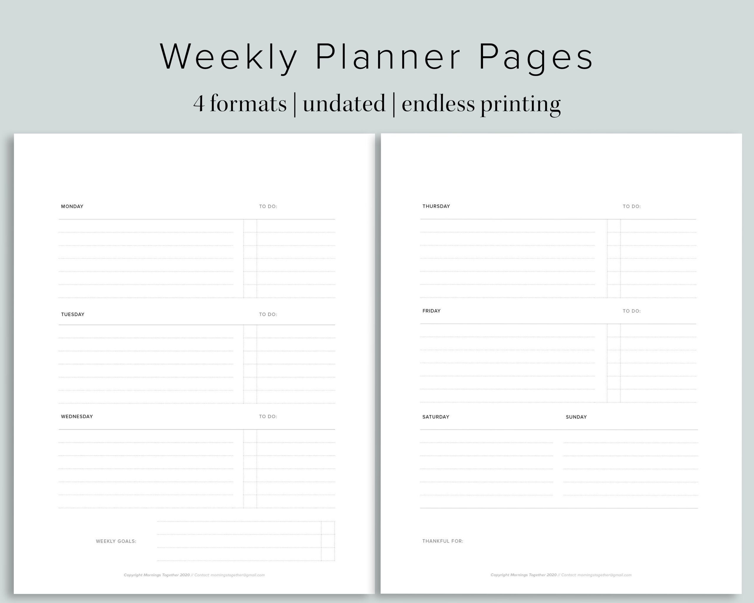 weekly planner printable pages weekly planner printable pages