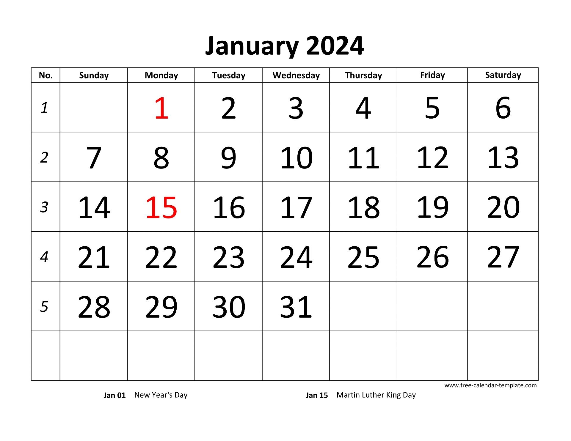 free printable calendar 2024 monthly