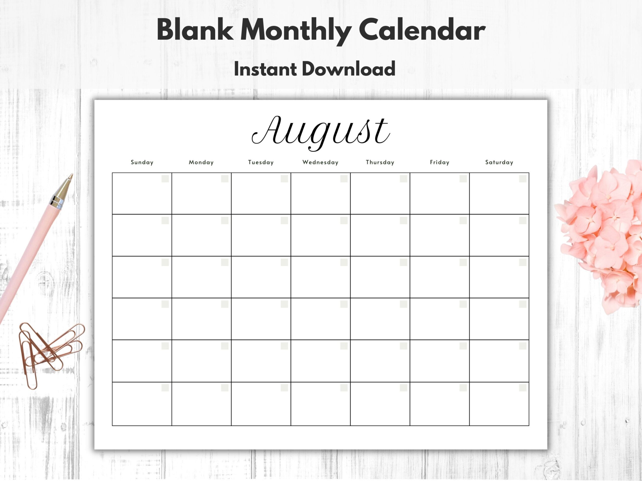 Monthly Blank Calendar Printable Calendar Template Horizontal Printable Calendar Pages PDF Printable Instant Download Simple Calendar Etsy Monthly Blank Calendar Printable Calendar Template Horizontal Printable Calendar Pages PDF Printable Instant Download Simple Calendar Etsy