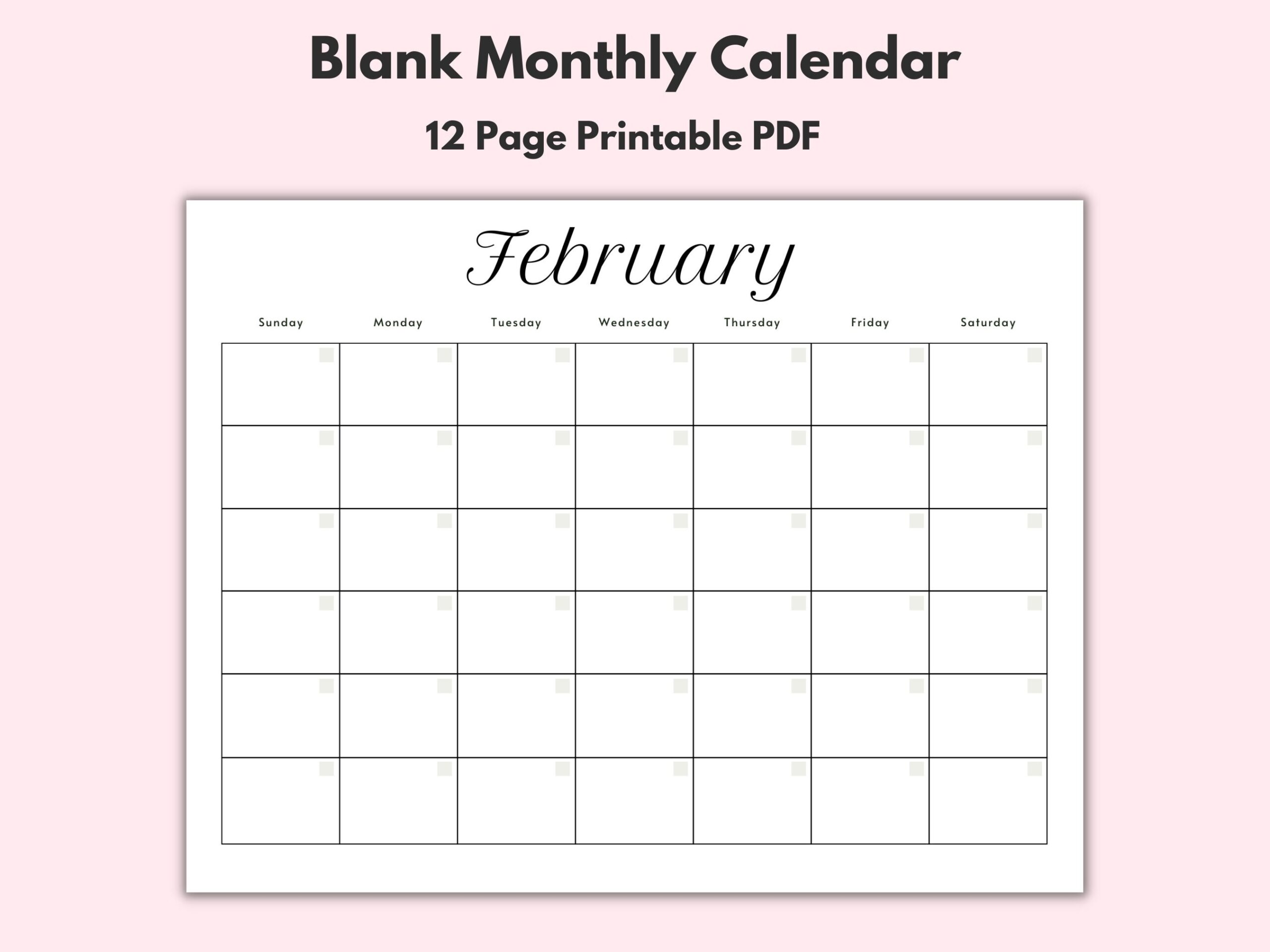 Monthly Blank Calendar Printable Calendar Template Horizontal Printable Calendar Pages PDF Printable Instant Download Simple Calendar Etsy Monthly Blank Calendar Printable Calendar Template Horizontal Printable Calendar Pages PDF Printable Instant Download Simple Calendar Etsy