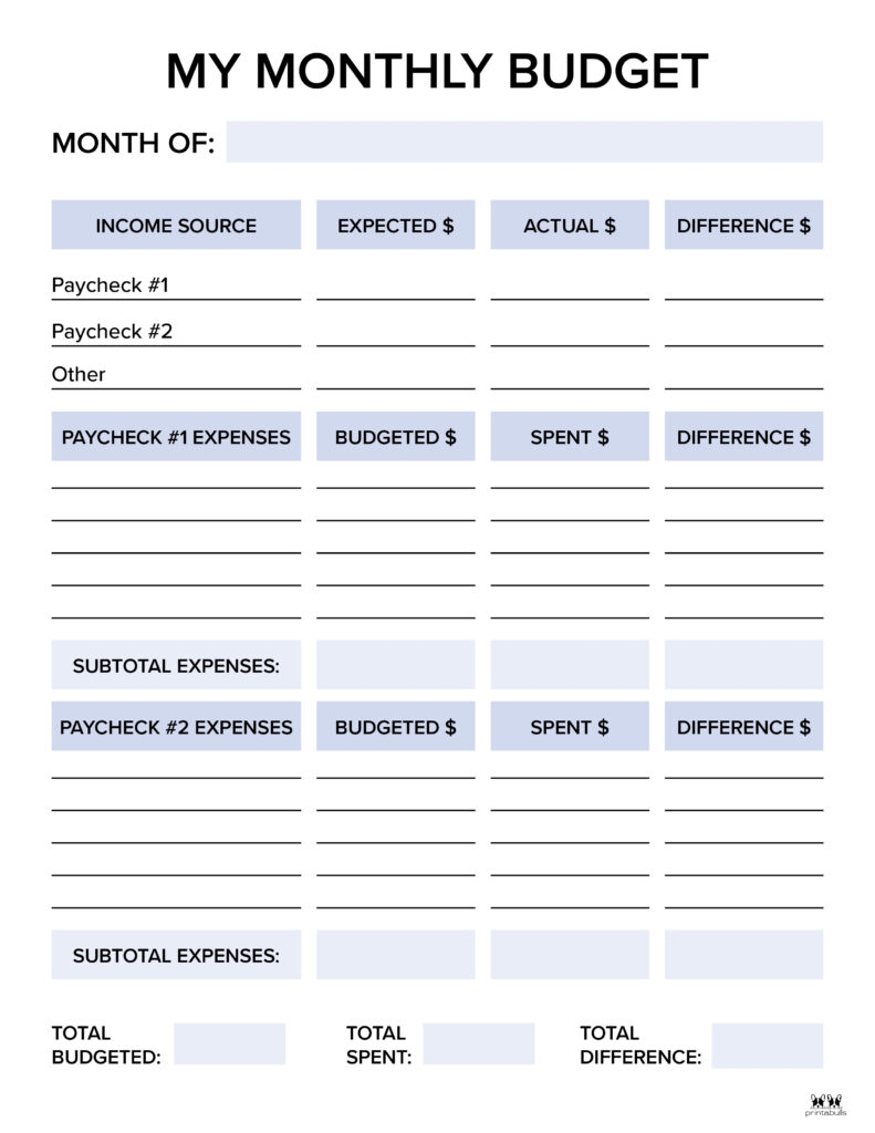 Monthly Budget Planners 20 FREE Printables Printabulls Monthly Budget Planners 20 FREE Printables Printabulls