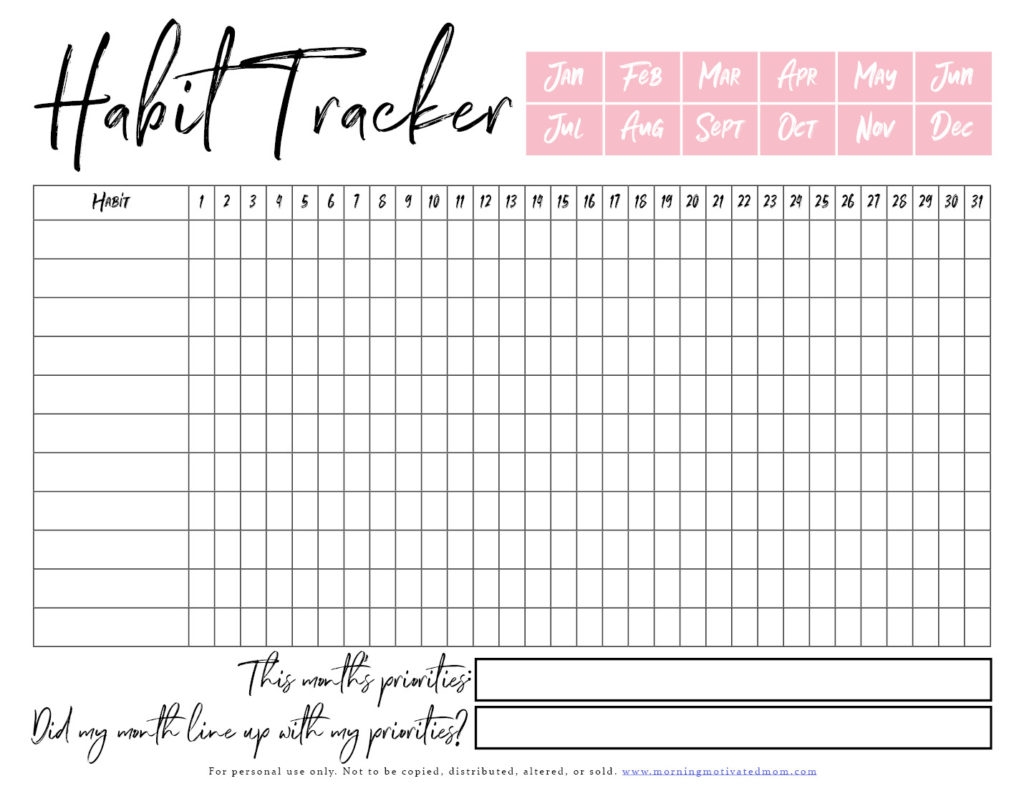 printable habit tracker free