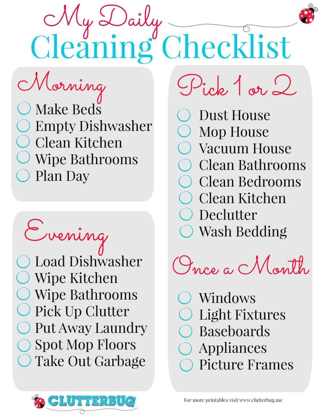 daily house cleaning schedule printable daily house cleaning schedule printable
