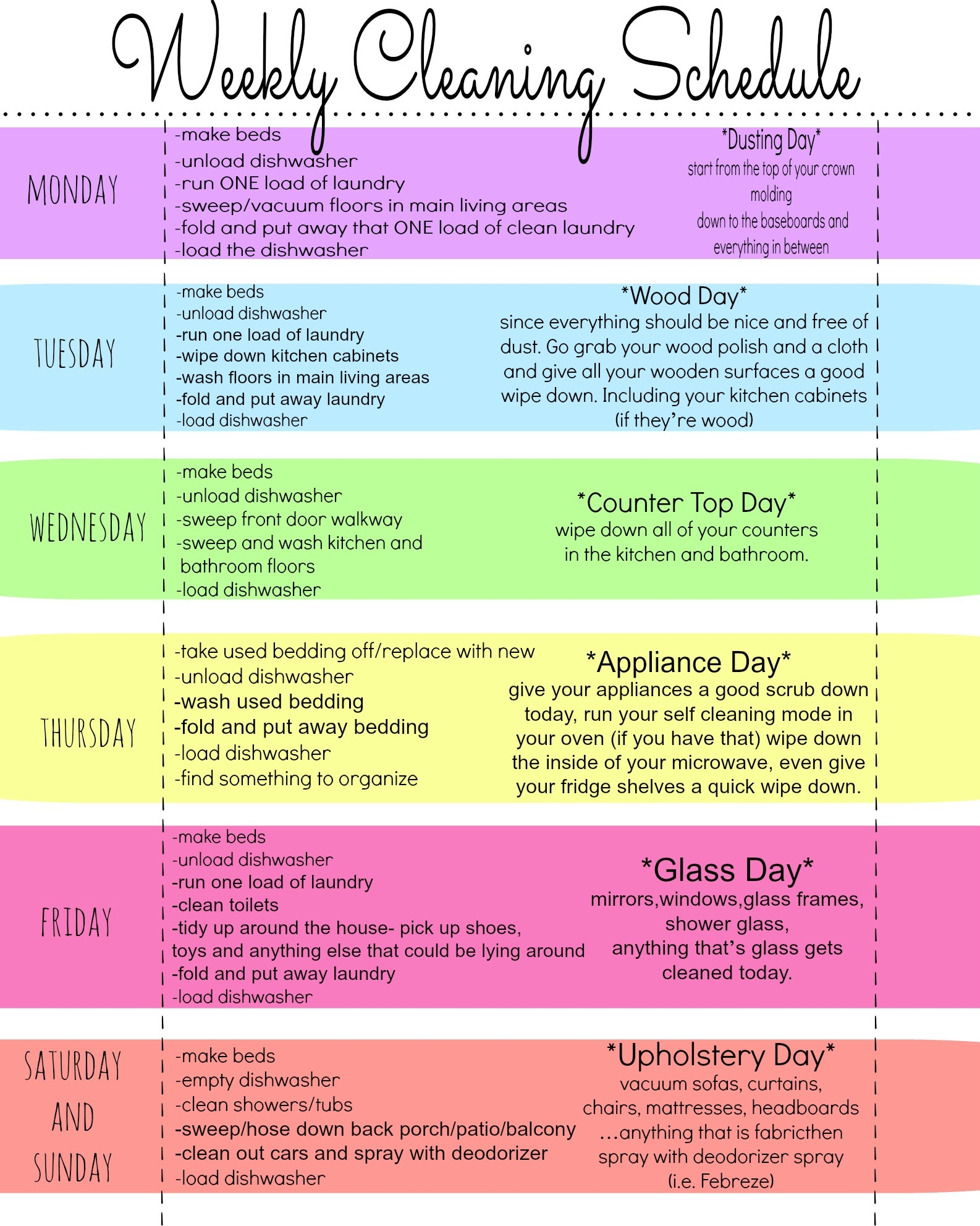 daily cleaning list printable