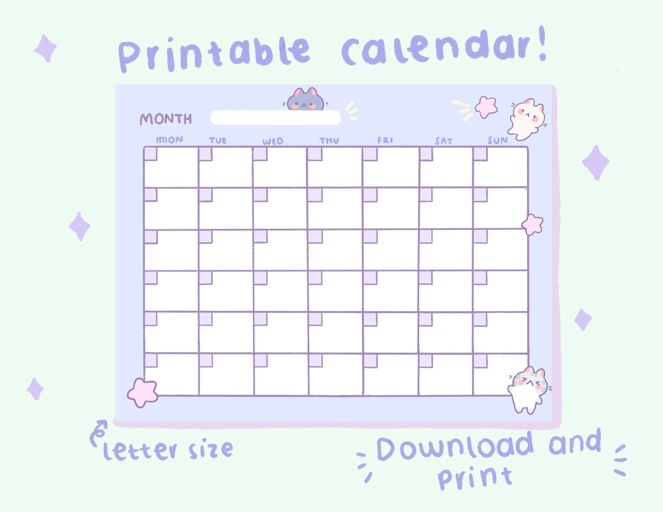 Open Monthly Calendar Cute Stationery Instant Download Etsy Open Monthly Calendar Cute Stationery Instant Download Etsy