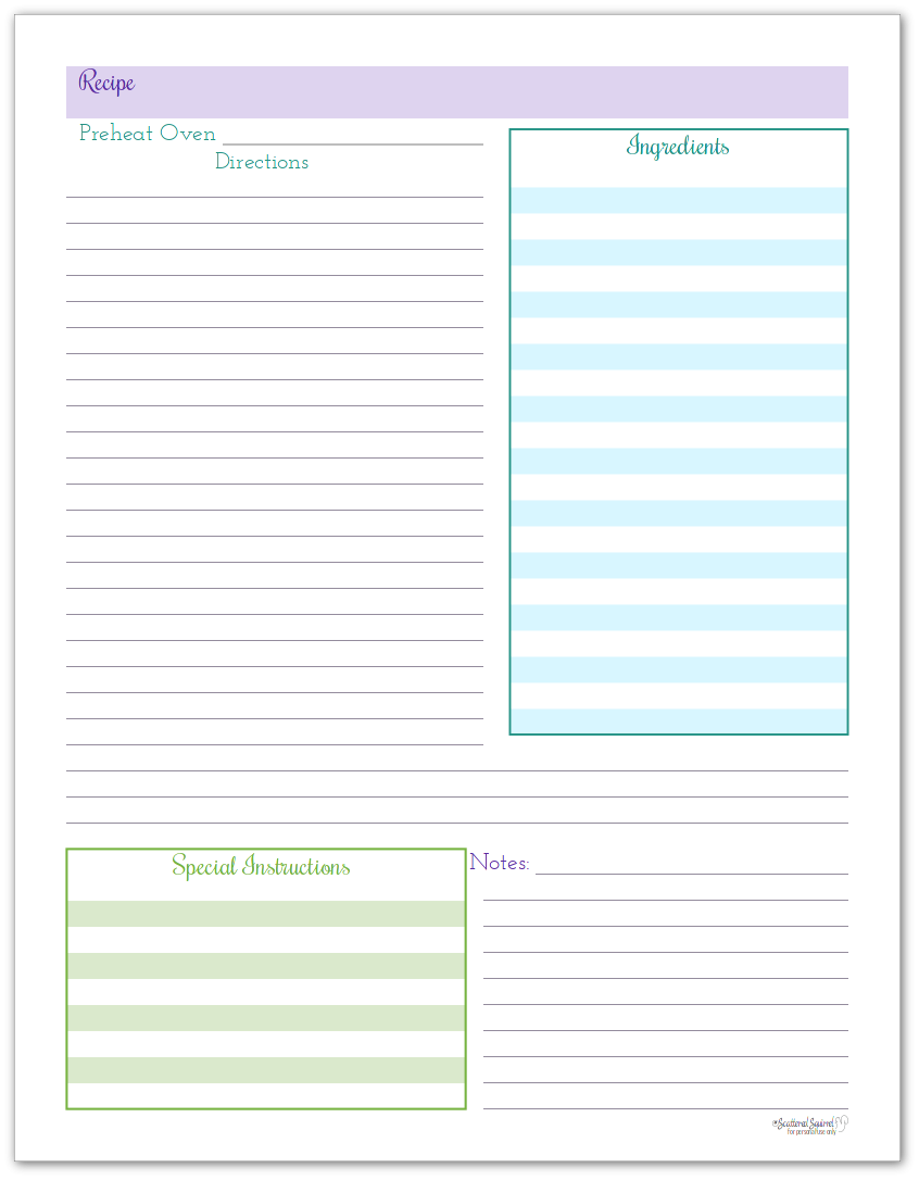 Organize Your Recipes With These Handy Recipe Page Printables Organize Your Recipes With These Handy Recipe Page Printables