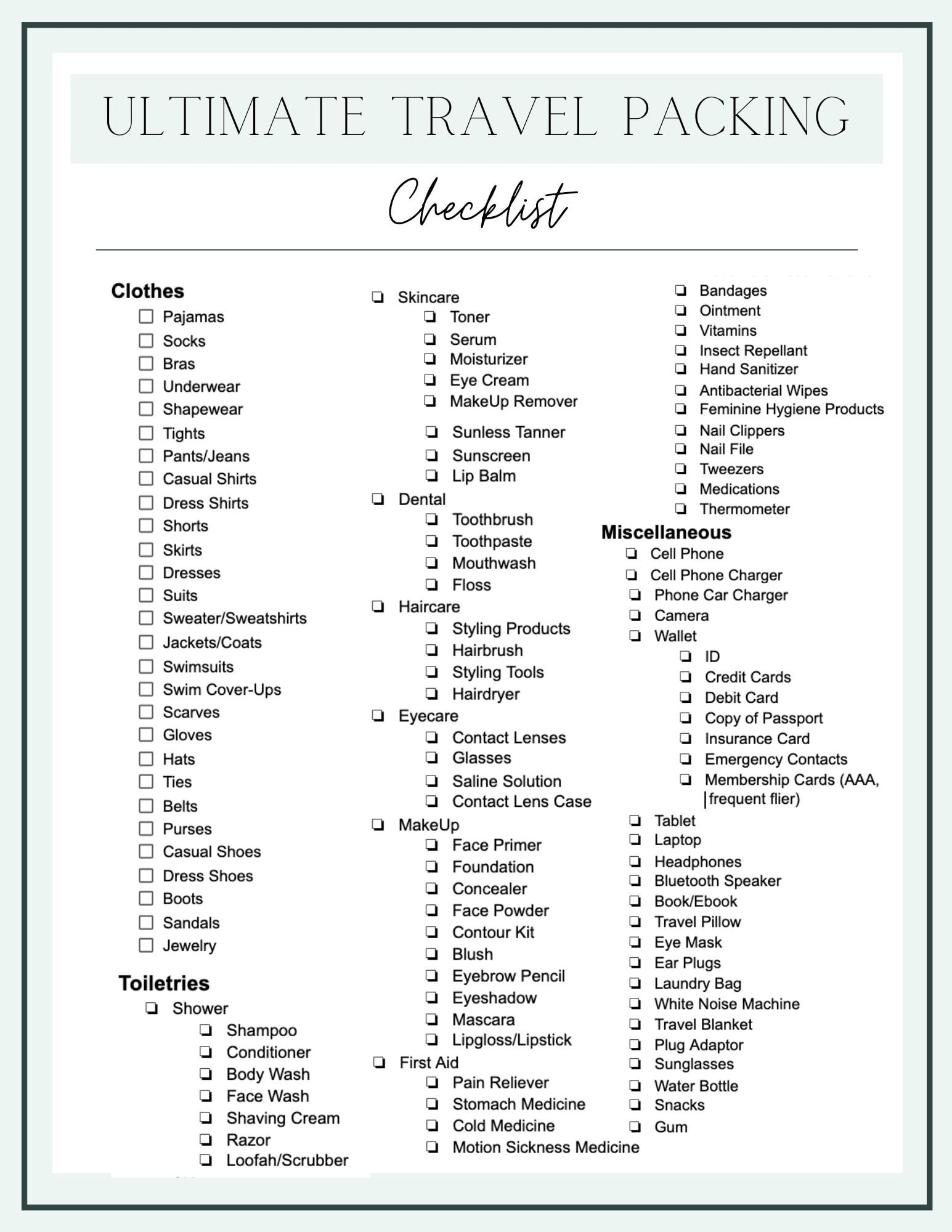 Our Road Trip Essentials Travel Checklist Printable Bless er House