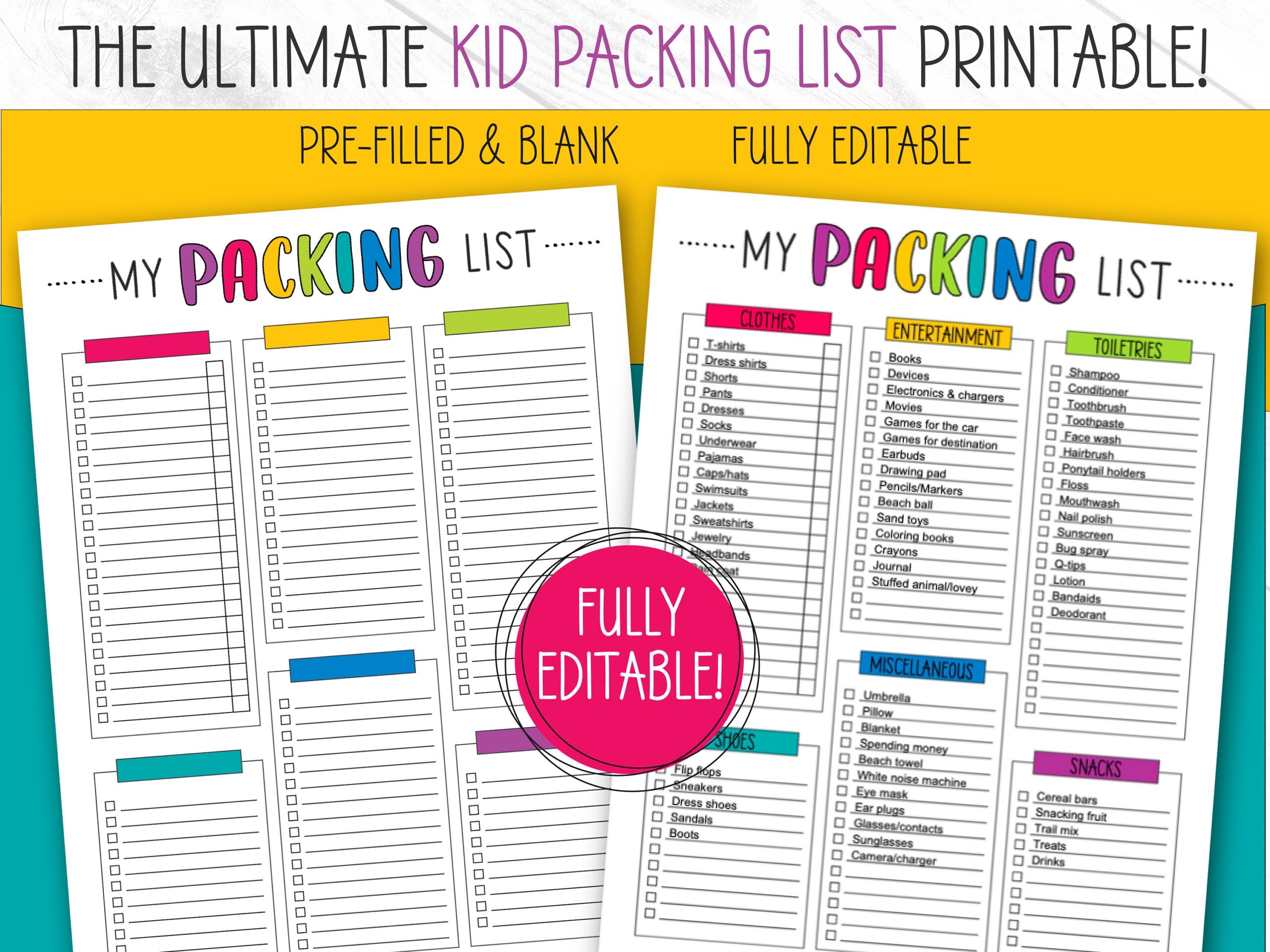 pack this list printable