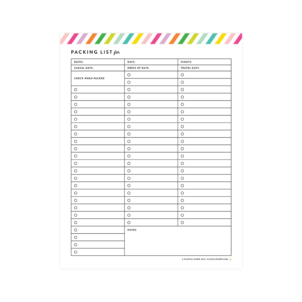 packing list printable free packing list printable free
