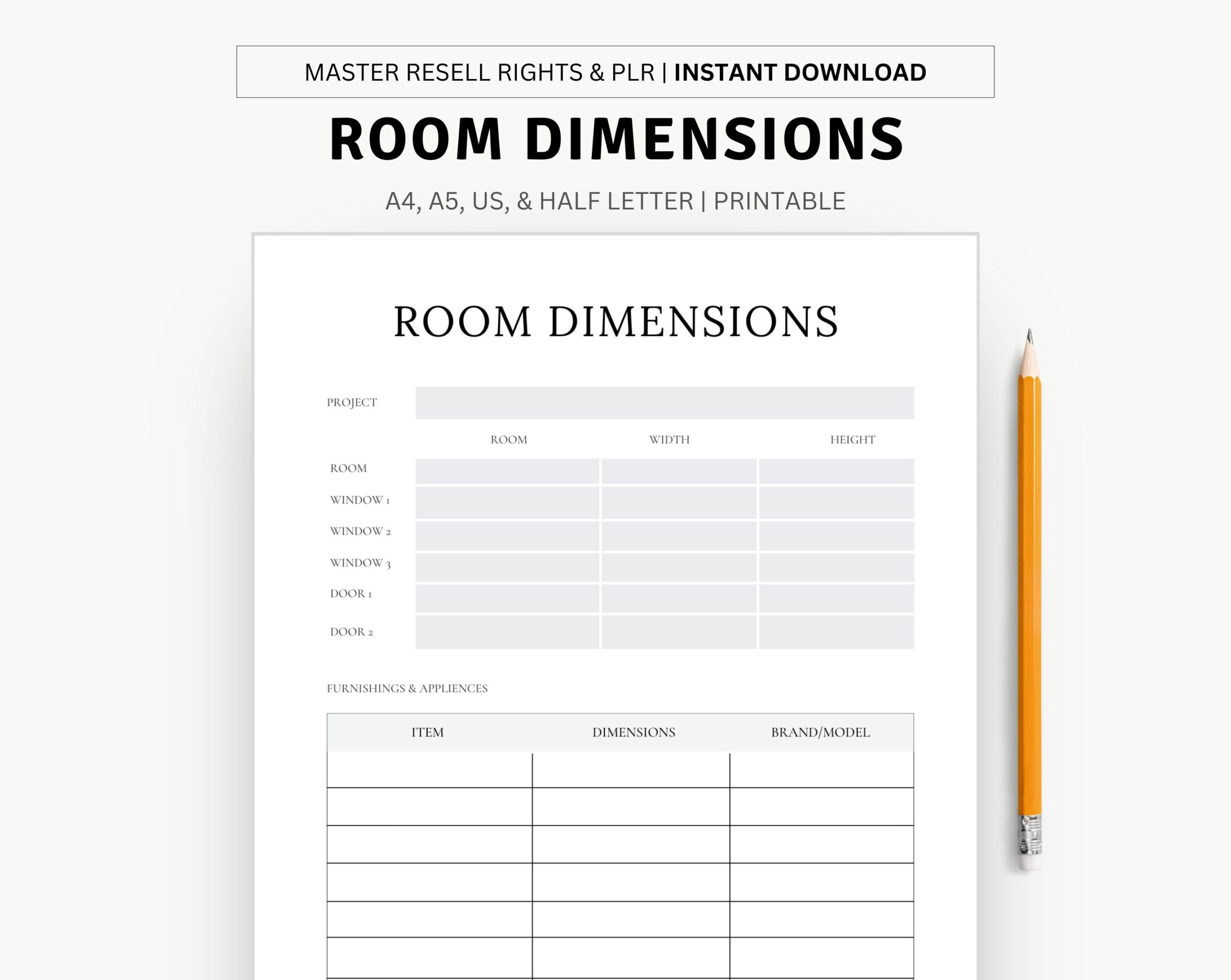 Perfectly Sized Room Dimensions Printable Planner Organize With Style Etsy