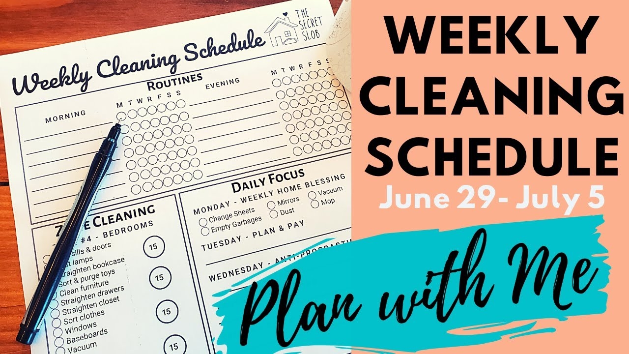 Plan With Me The Secret Slob Weekly Cleaning Checklist June 2020 Plan With Me The Secret Slob Weekly Cleaning Checklist June 2020