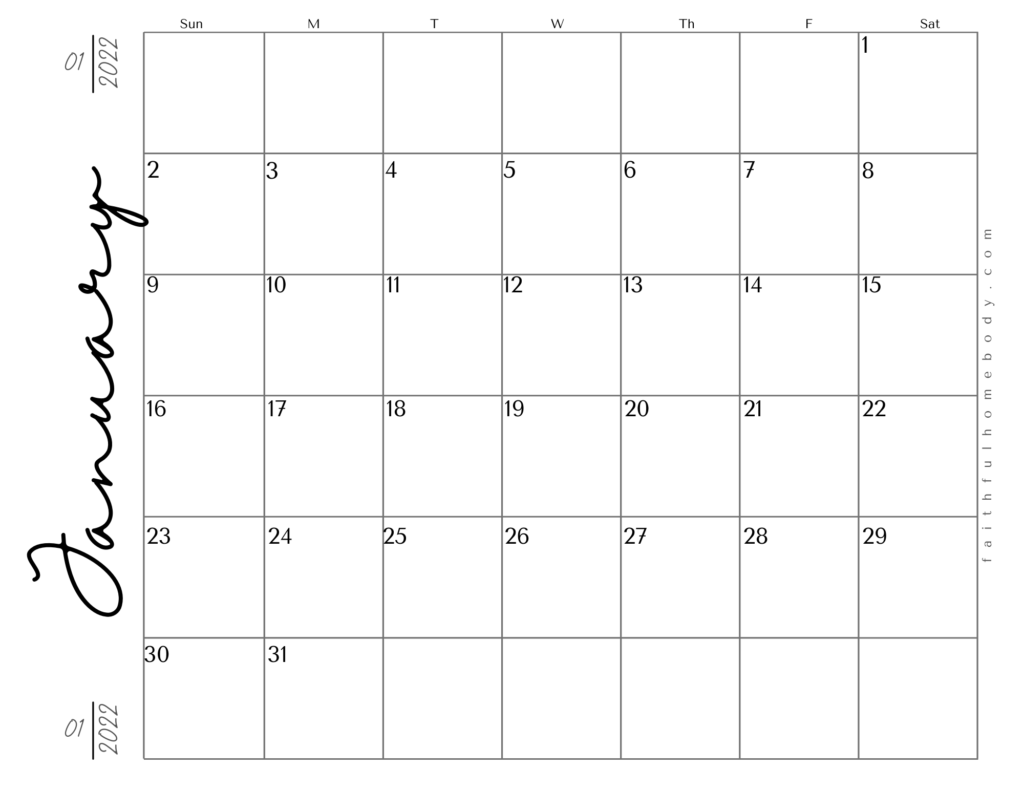 monthly free printable 2022 calendar printable