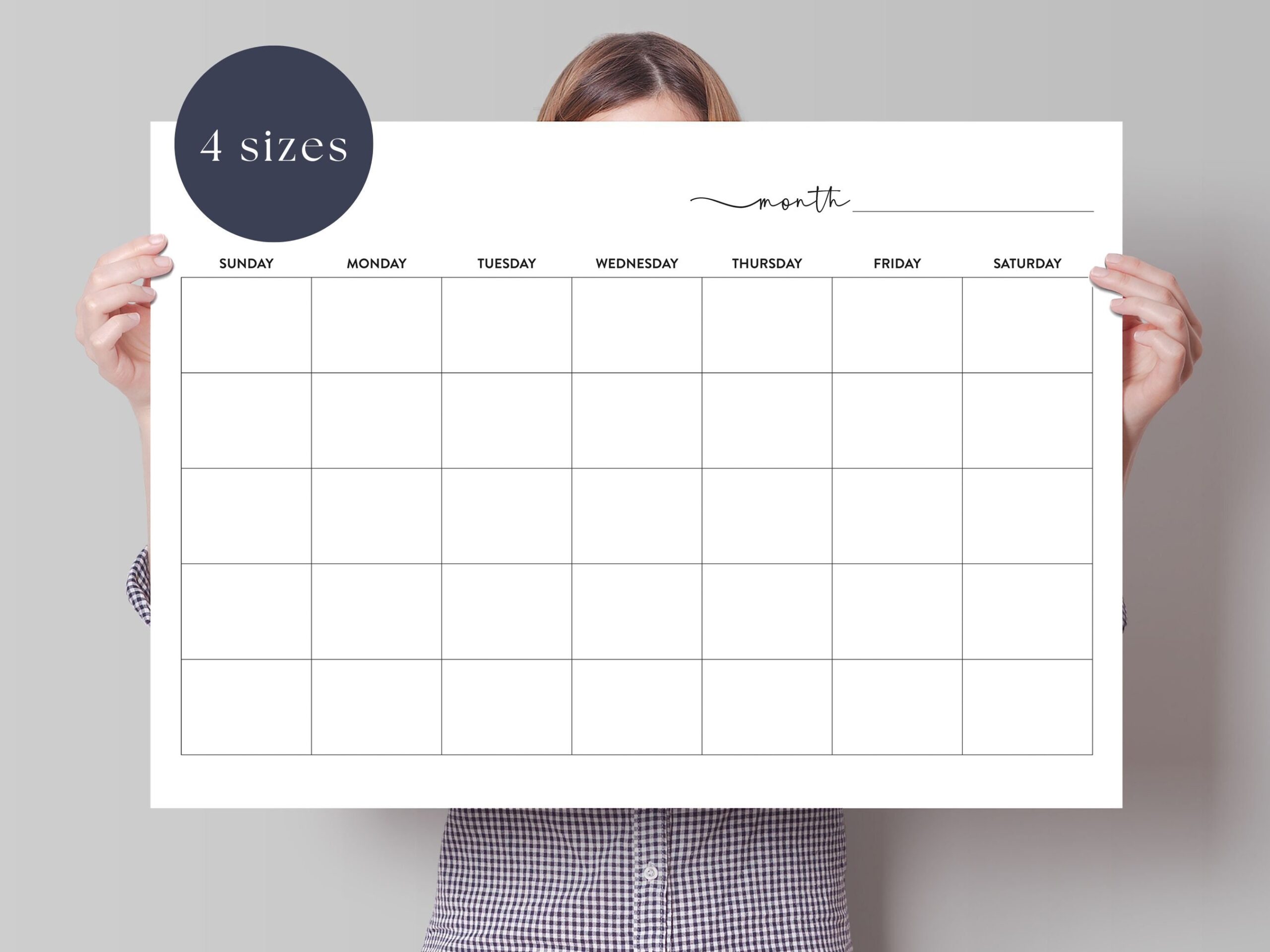 Printable 2024 Calendar Large Etsy Canada