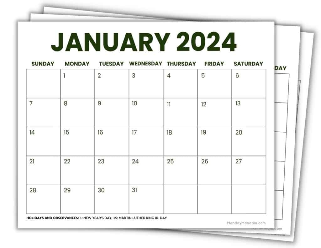 free 2024 calendars printable