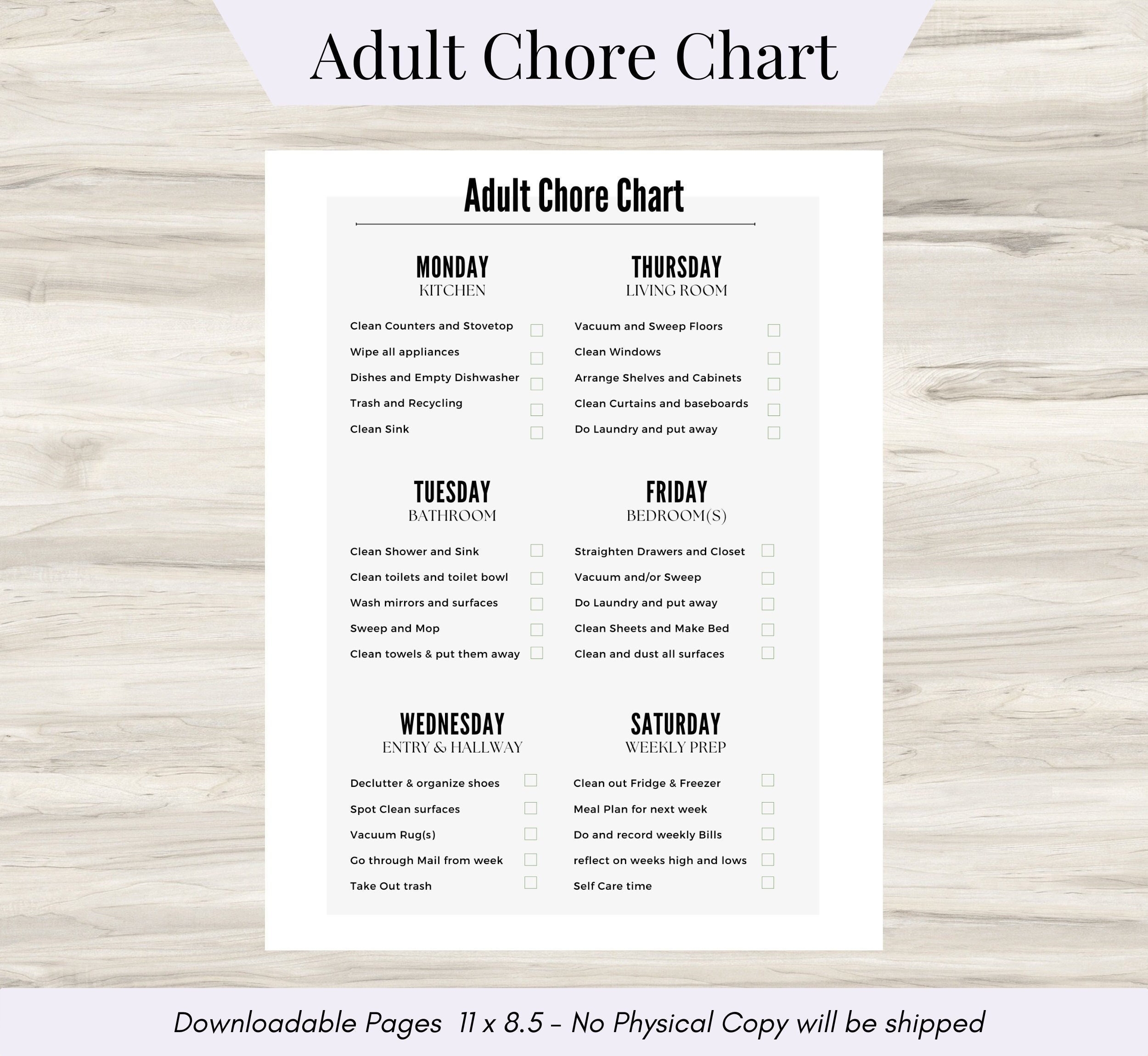 printable chore chart for adults printable chore chart for adults