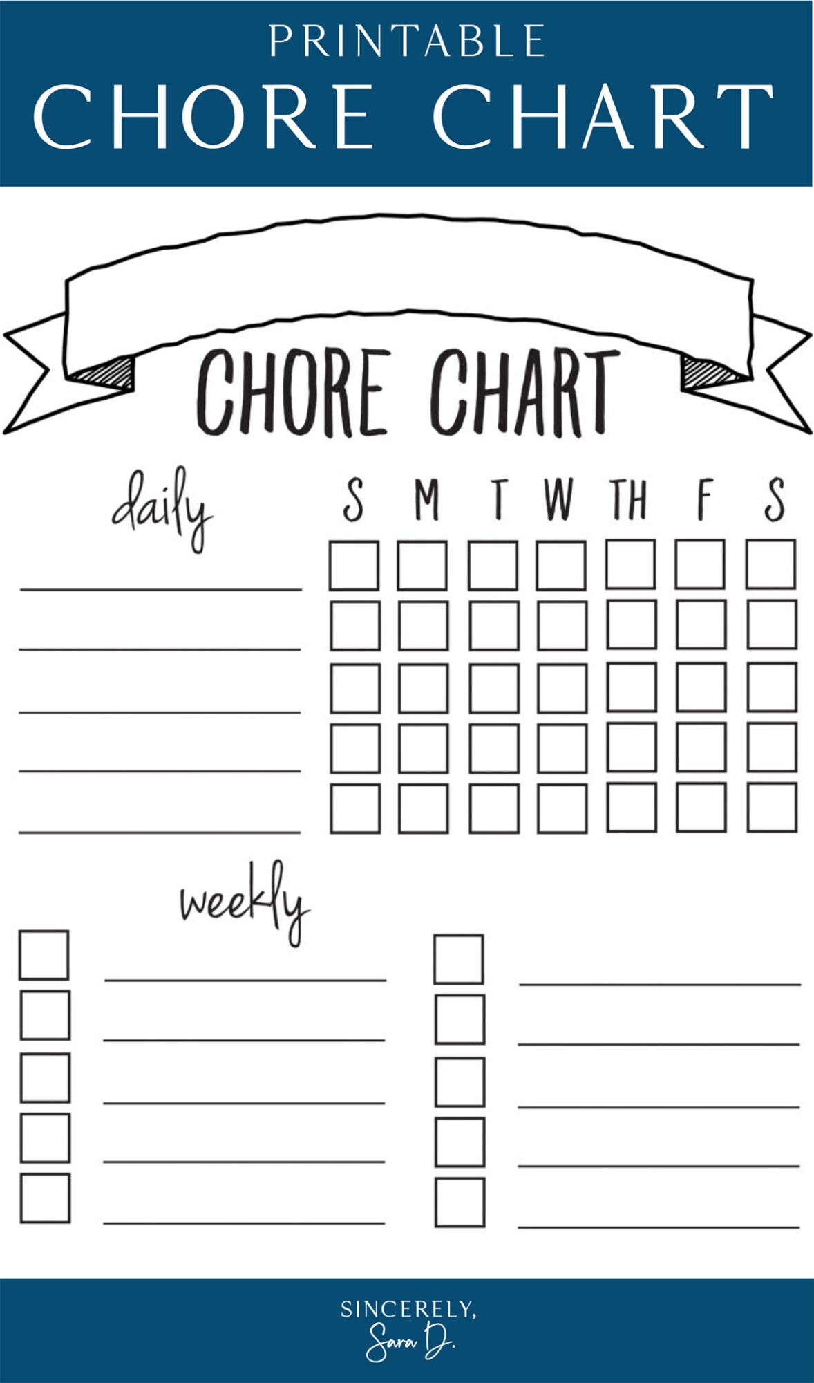 daily chore chart printable