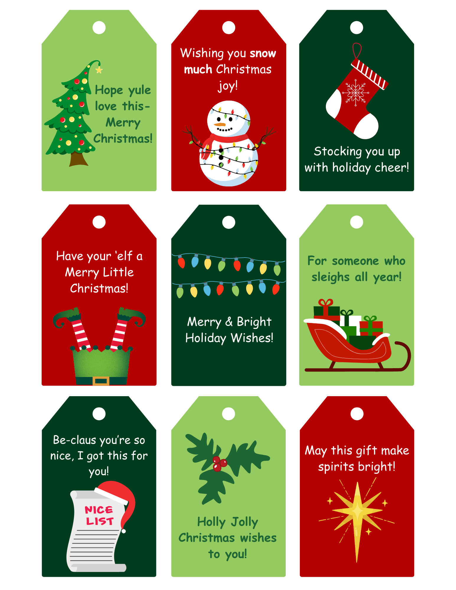 printable gift tags holiday