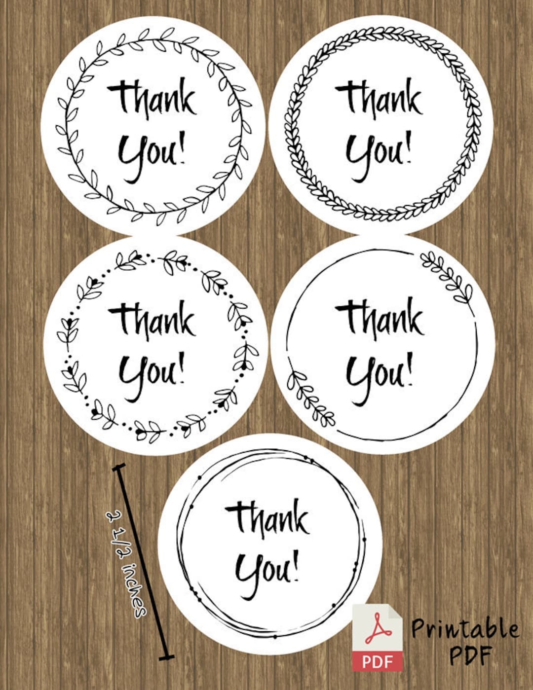 Printable Circular Thank You Tags Template In 5 Styles Downloadable PDF Favor Thank You Tags Thank You Printable Thank You Tag Etsy New Zealand
