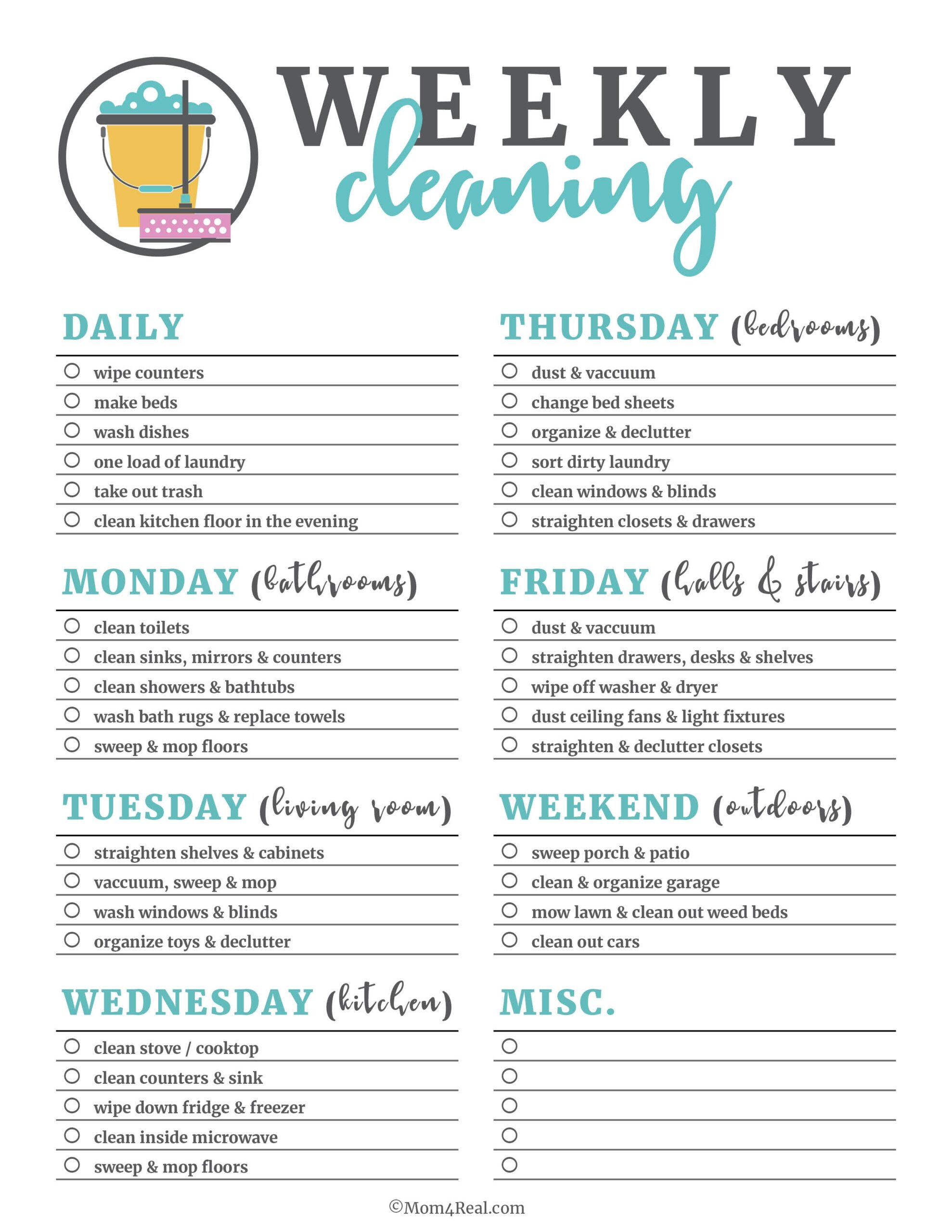 Printable Cleaning Checklists Daily Weekly Monthly Tasks Printable Cleaning Checklists Daily Weekly Monthly Tasks