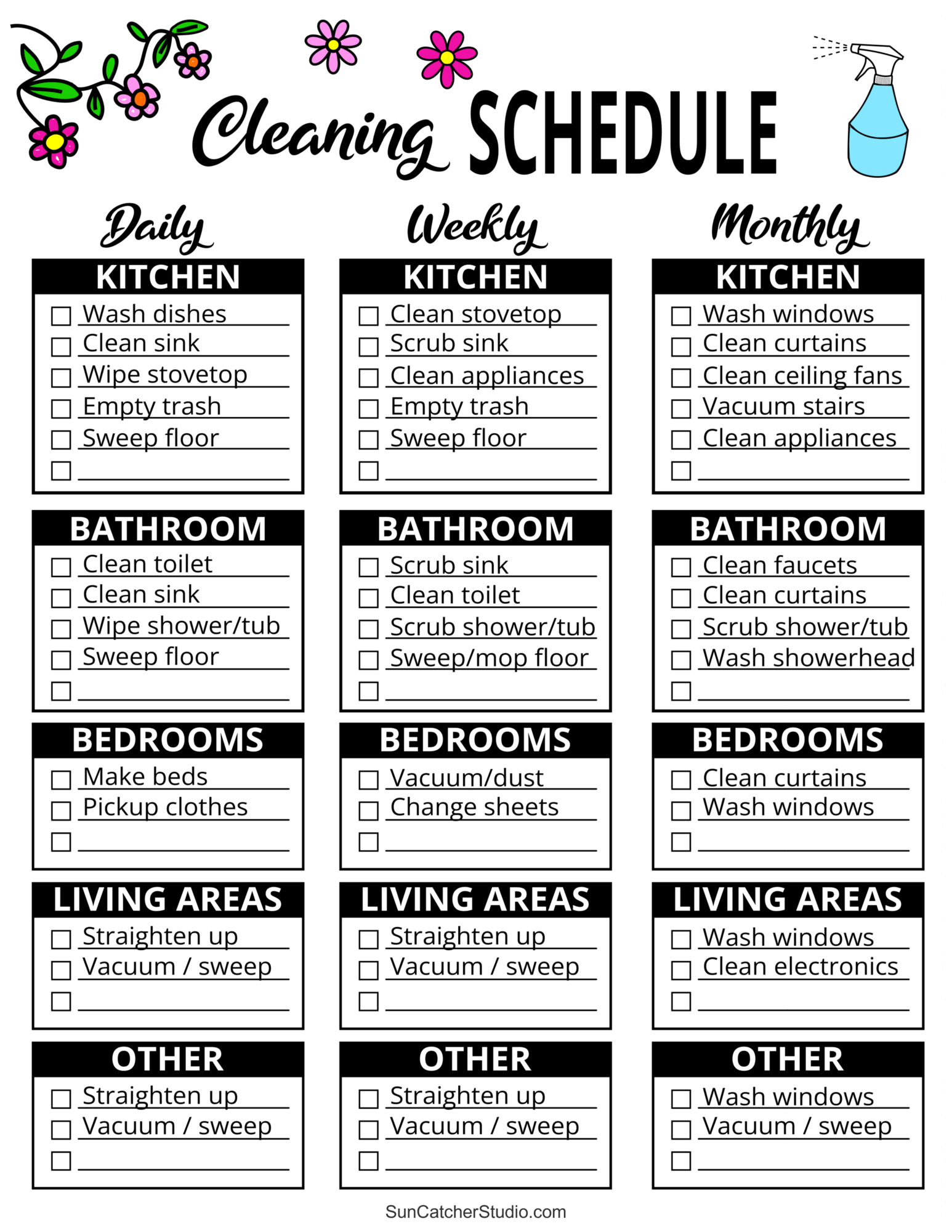 weekly house cleaning schedule printable weekly house cleaning schedule printable