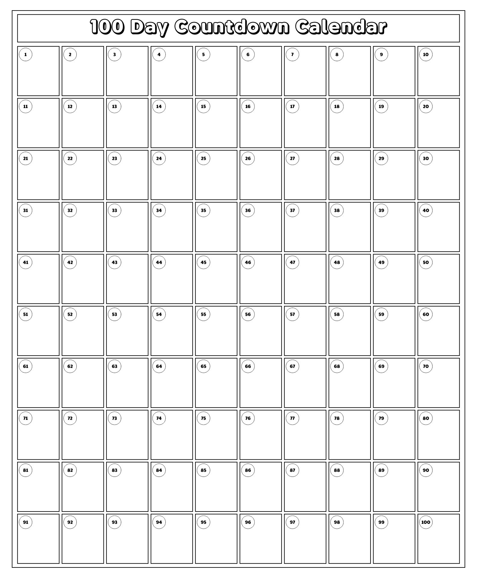 Printable Countdown Calendar