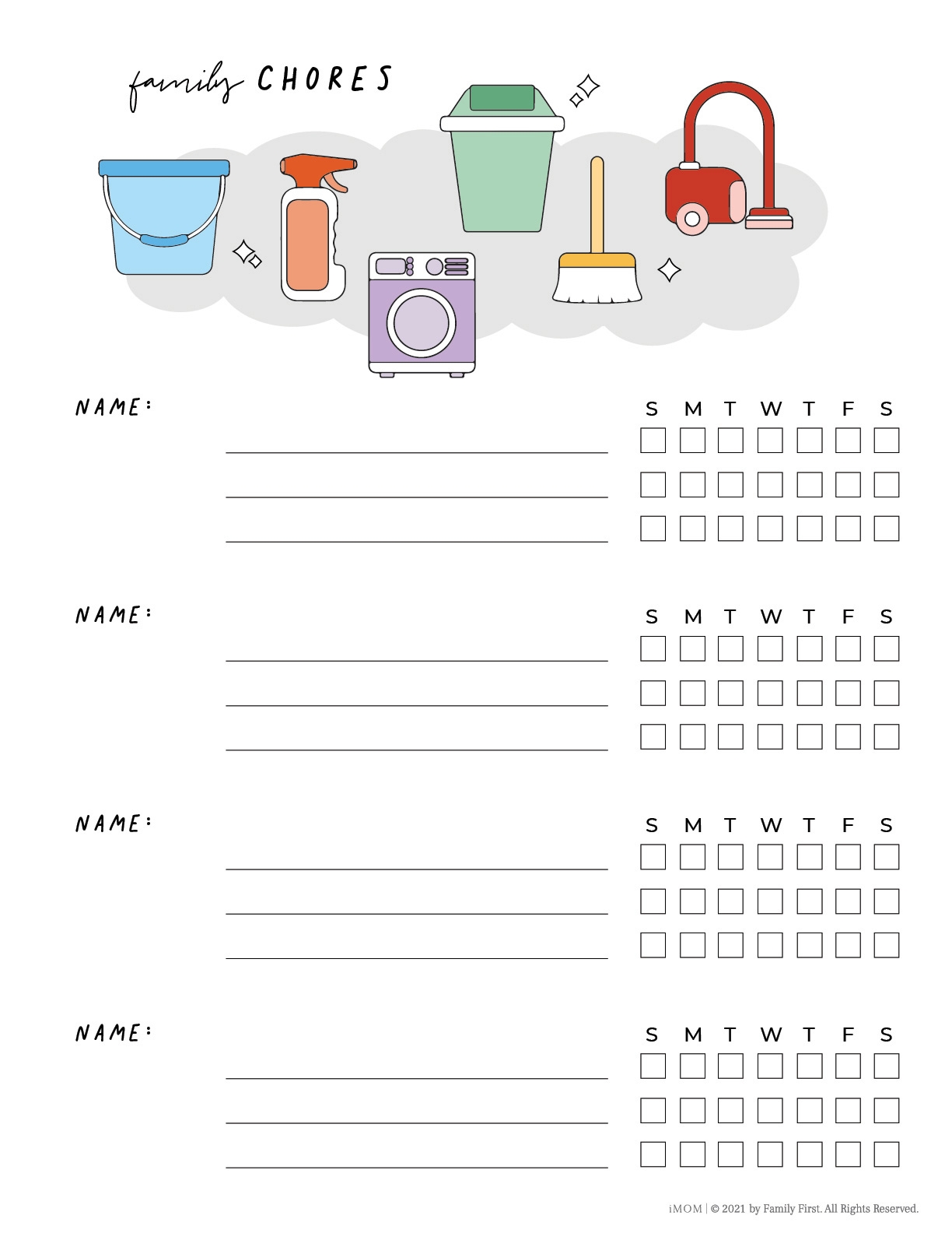 house chores list printable