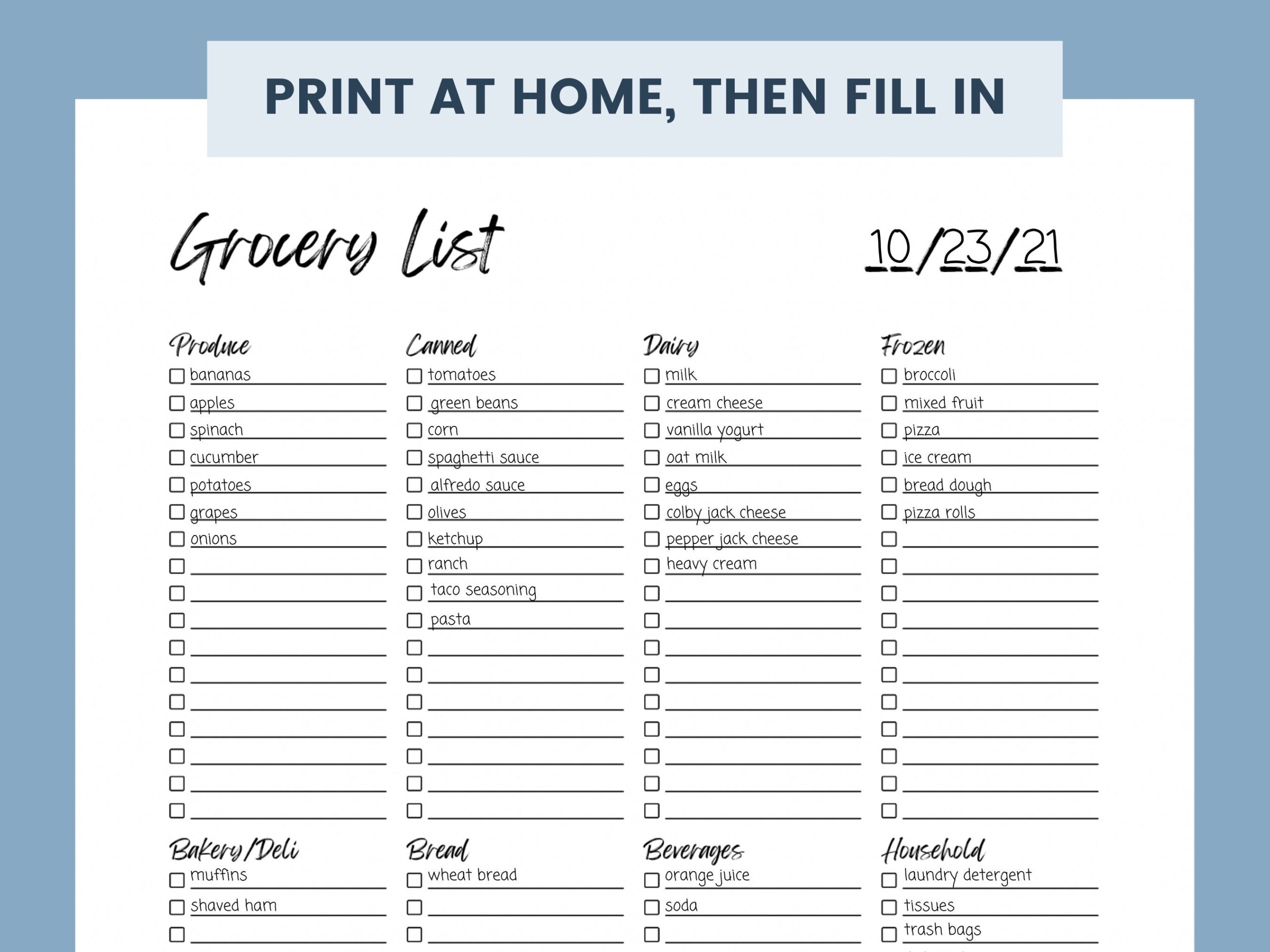 printable grocery list pdf