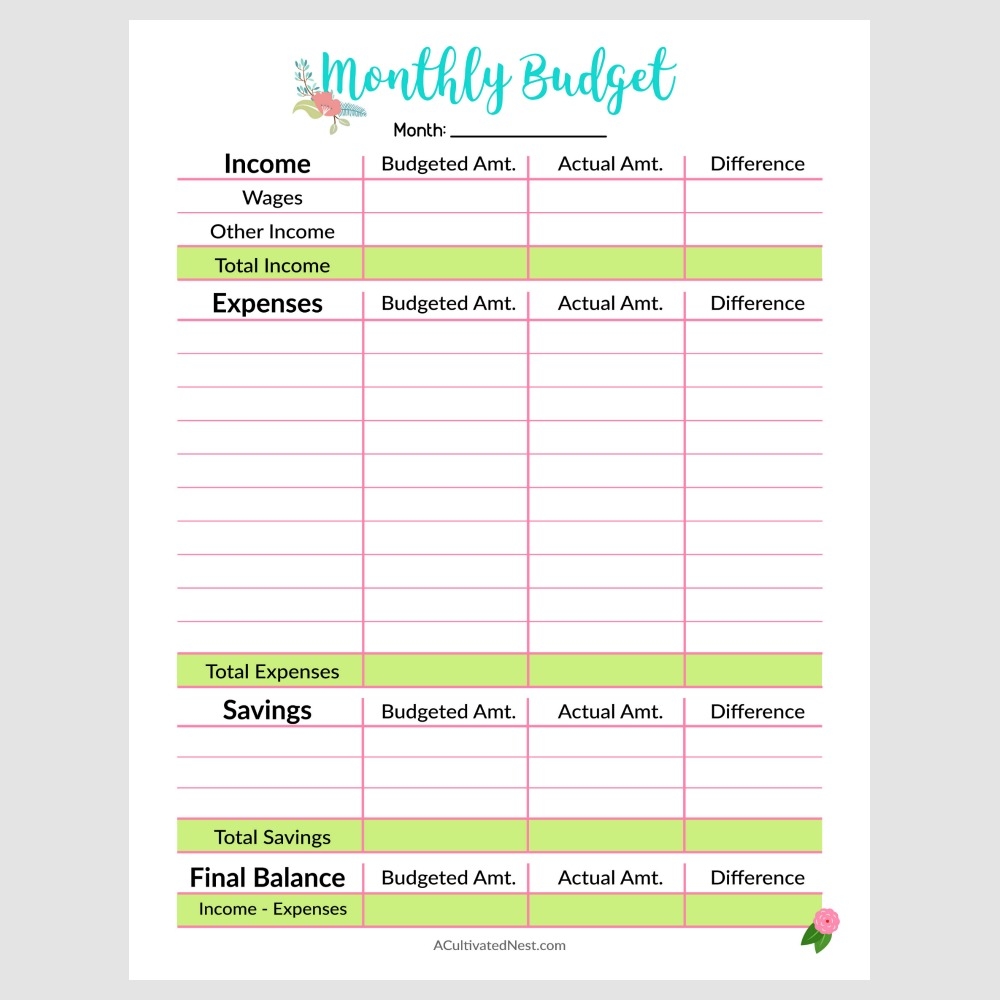 printable simple monthly budget template printable simple monthly budget template