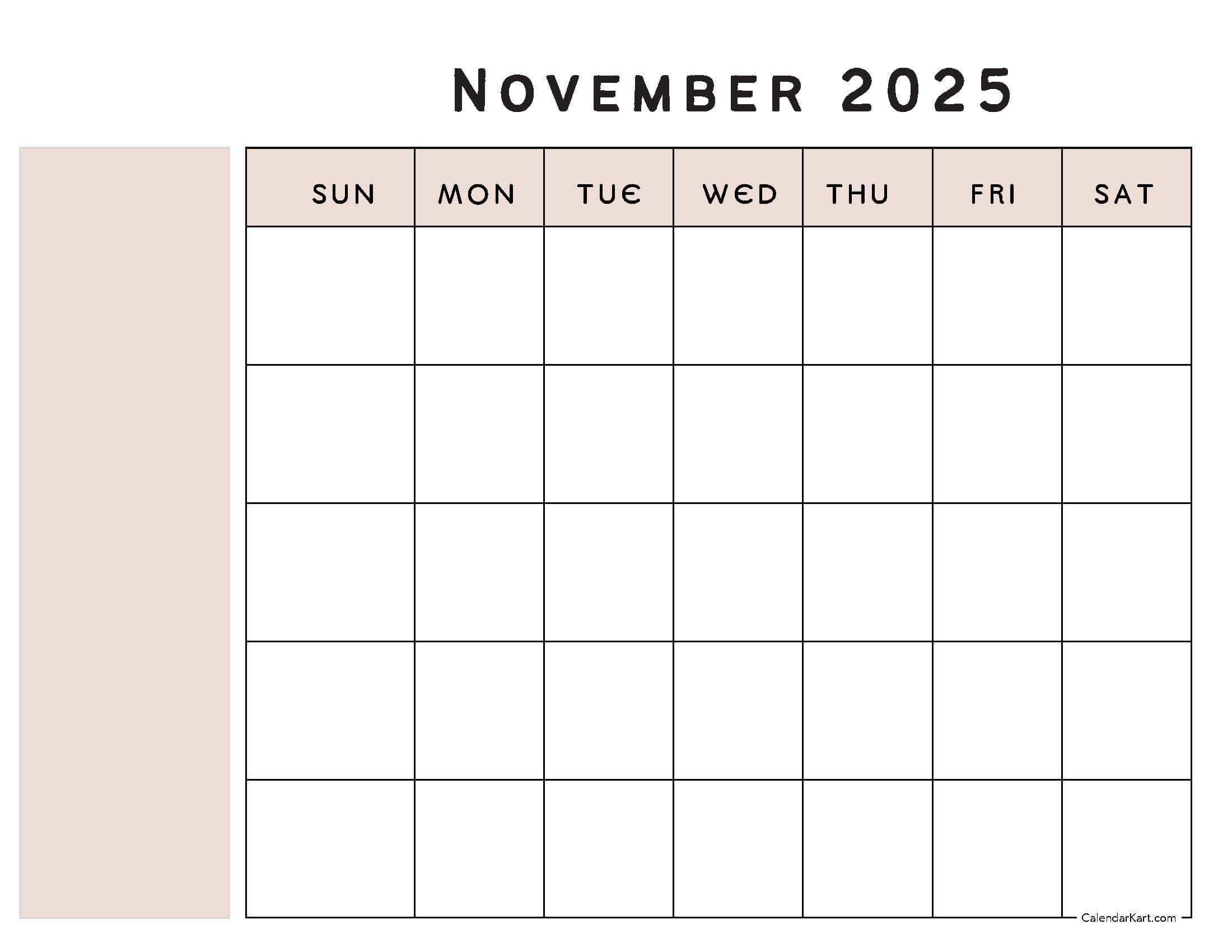 printable blank november calendar