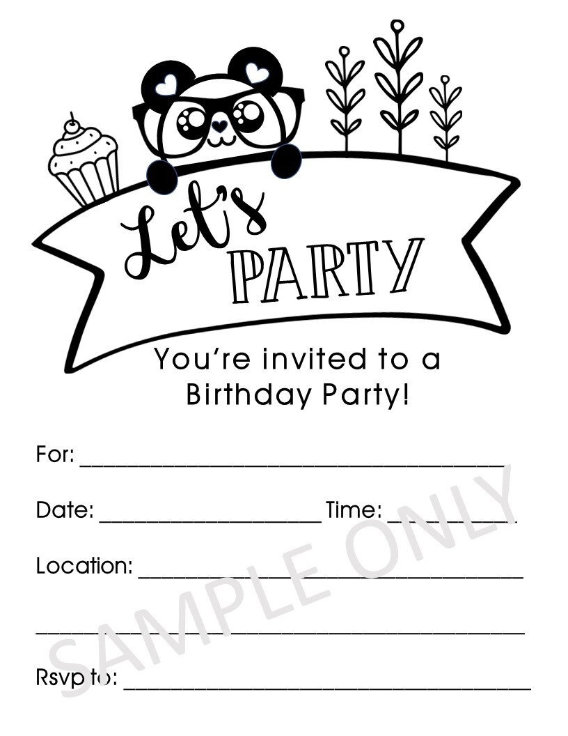 Printable Panda Birthday Party Invitation Instant Download Fill in Template Minimal Black White Design Etsy Printable Panda Birthday Party Invitation Instant Download Fill in Template Minimal Black White Design Etsy