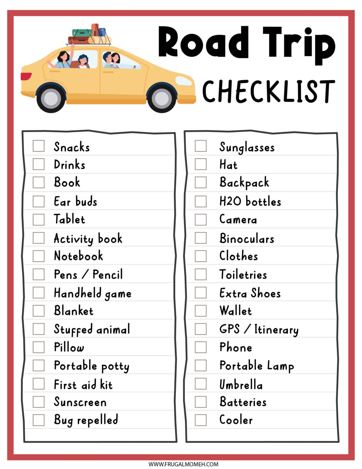 Printable Road Trip Activities Printable Party Favors