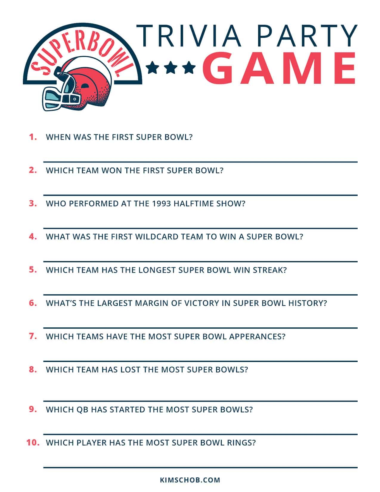 super bowl games printable