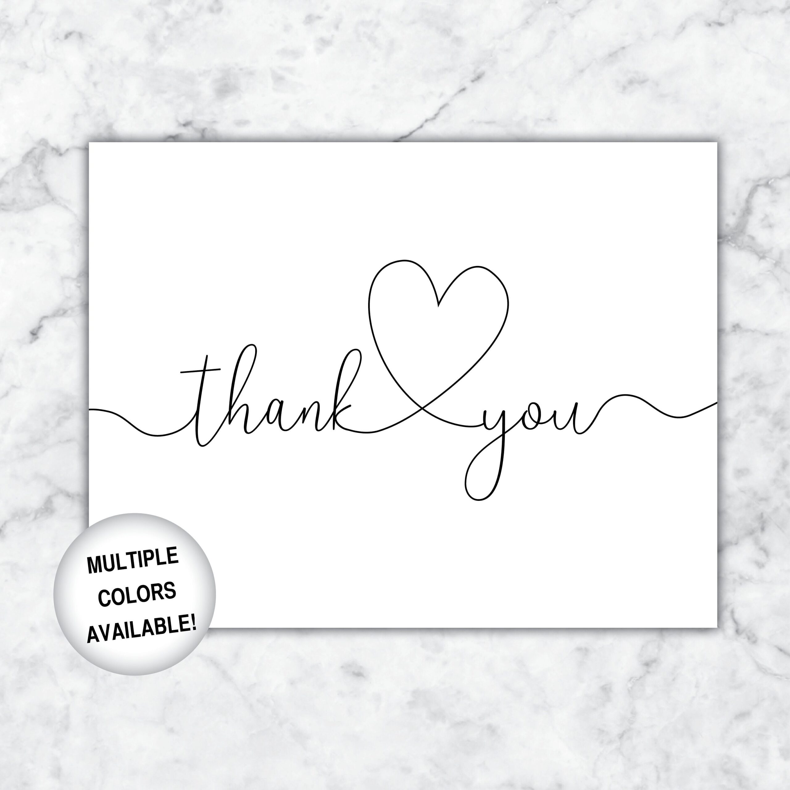 Printable Thank You Cards Bridal Shower Thank You Cards Thank You Cards With Heart Thank You Cards Template Black And White Heart Etsy