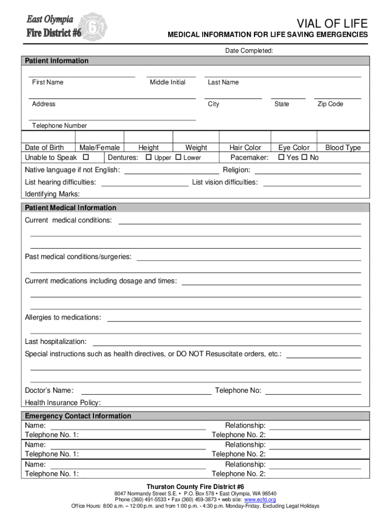 Printable Vial Of Life Forms Fill Out Sign Online DocHub