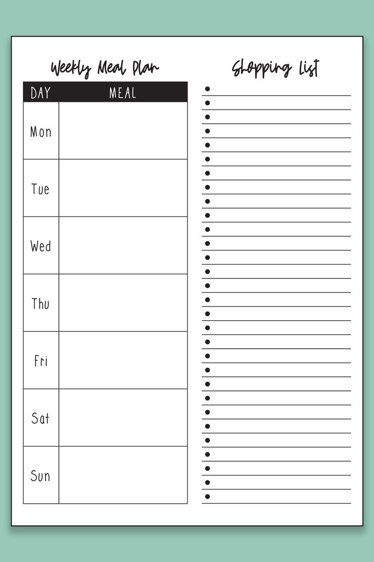 Printable Weekly Meal Planner With Grocery List
