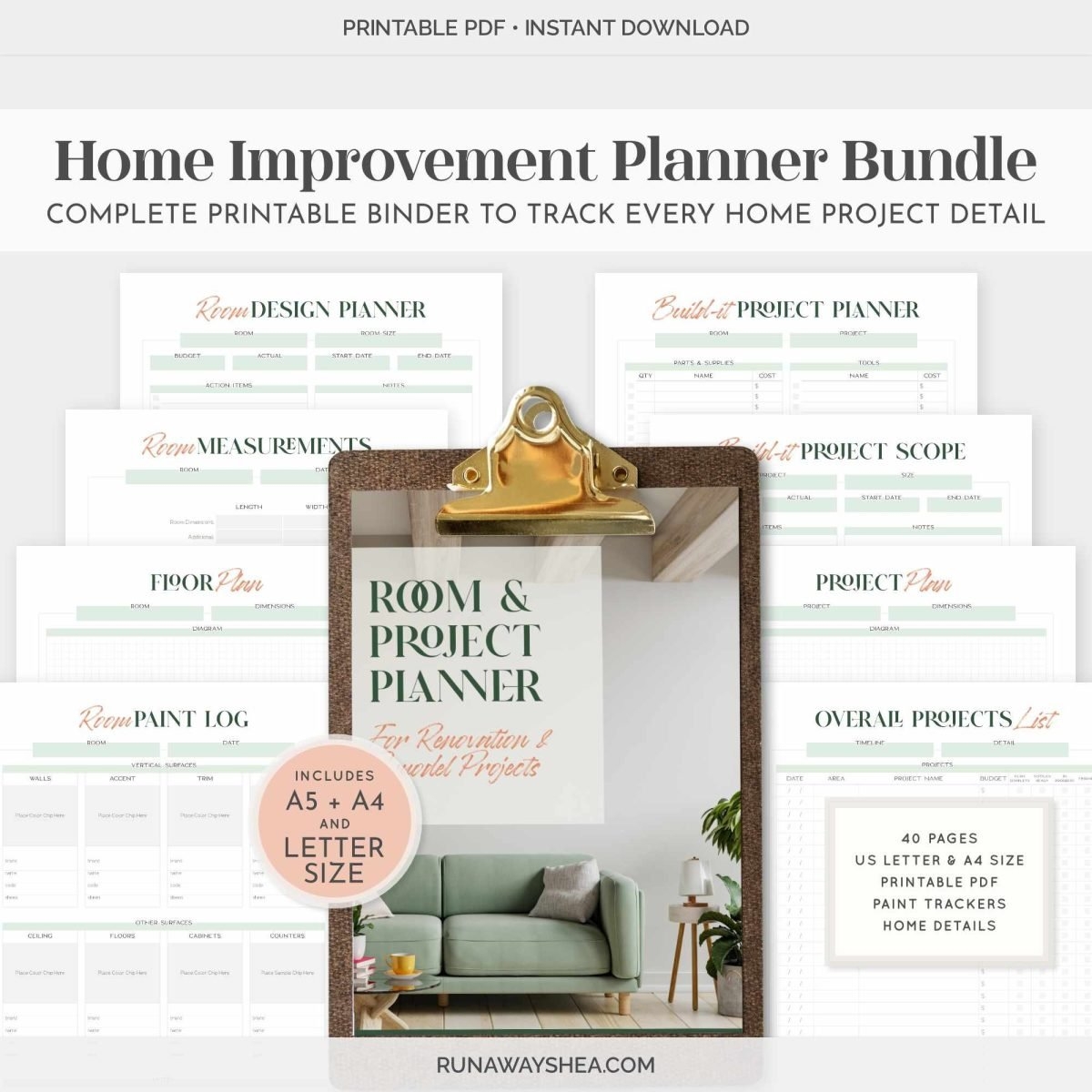Room Project Planner Printable Bundle RunawayShea