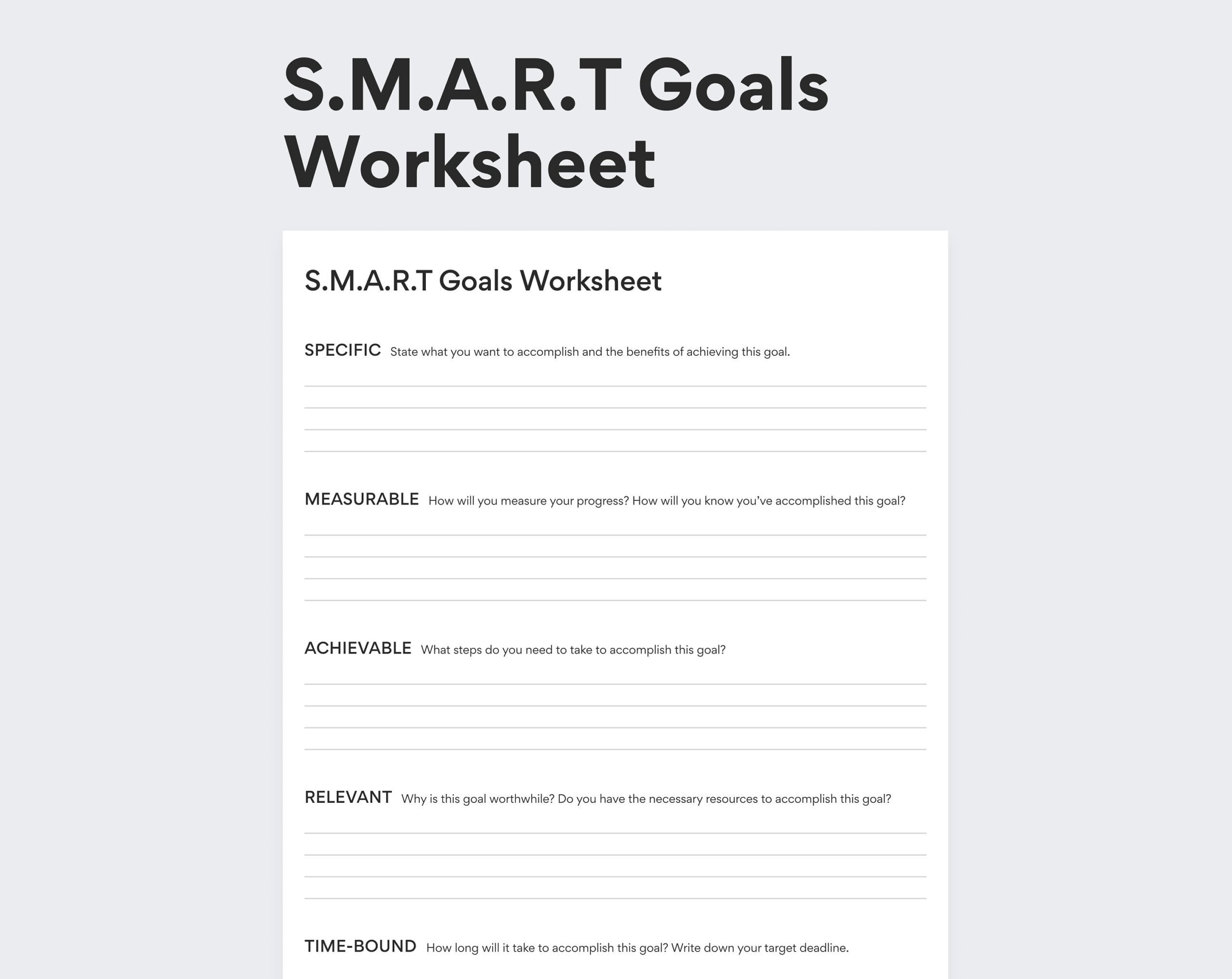 printable goal setting worksheet