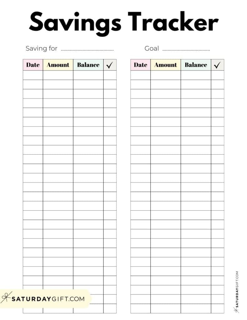 Savings Tracker Printable 51 Cute Free Templates