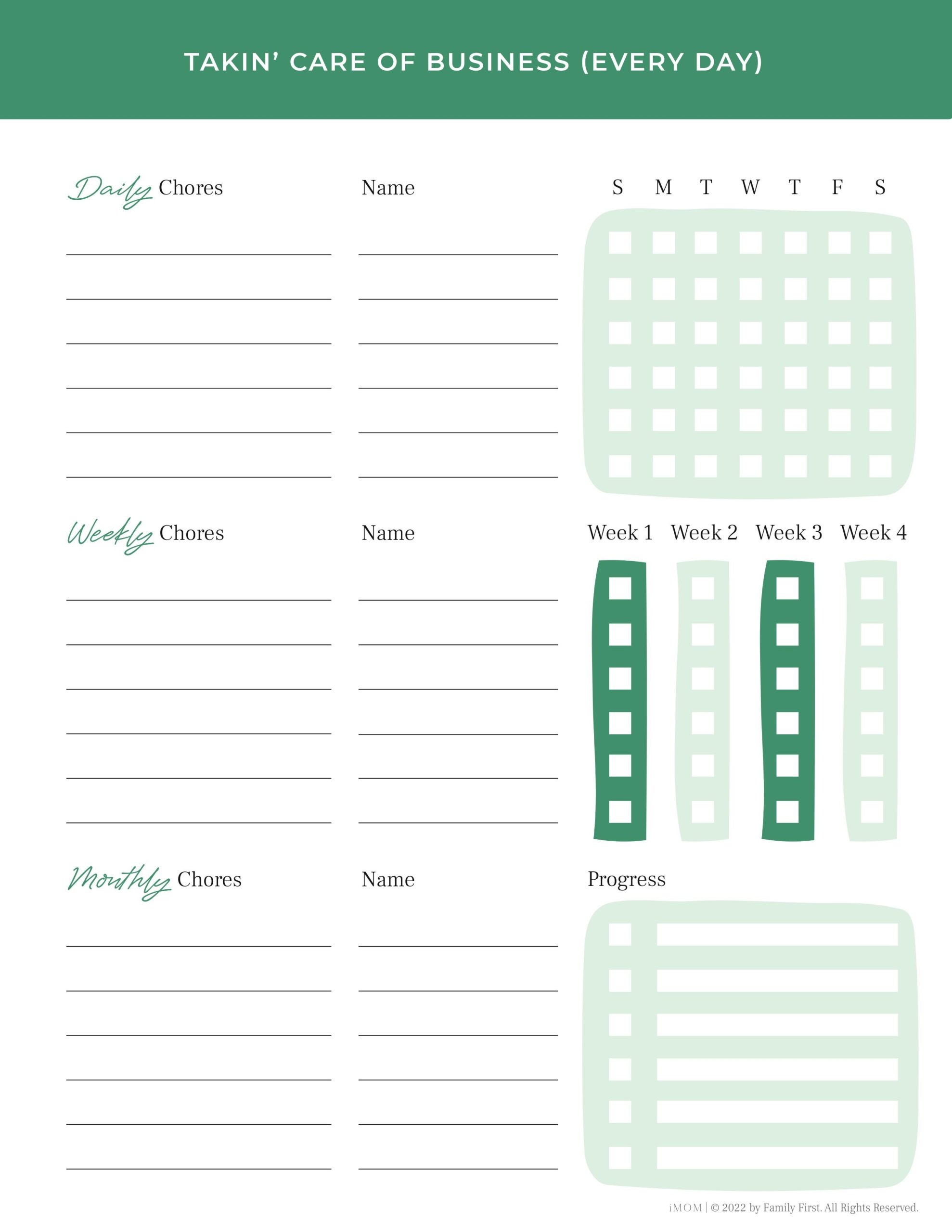 free printable chore list for adults