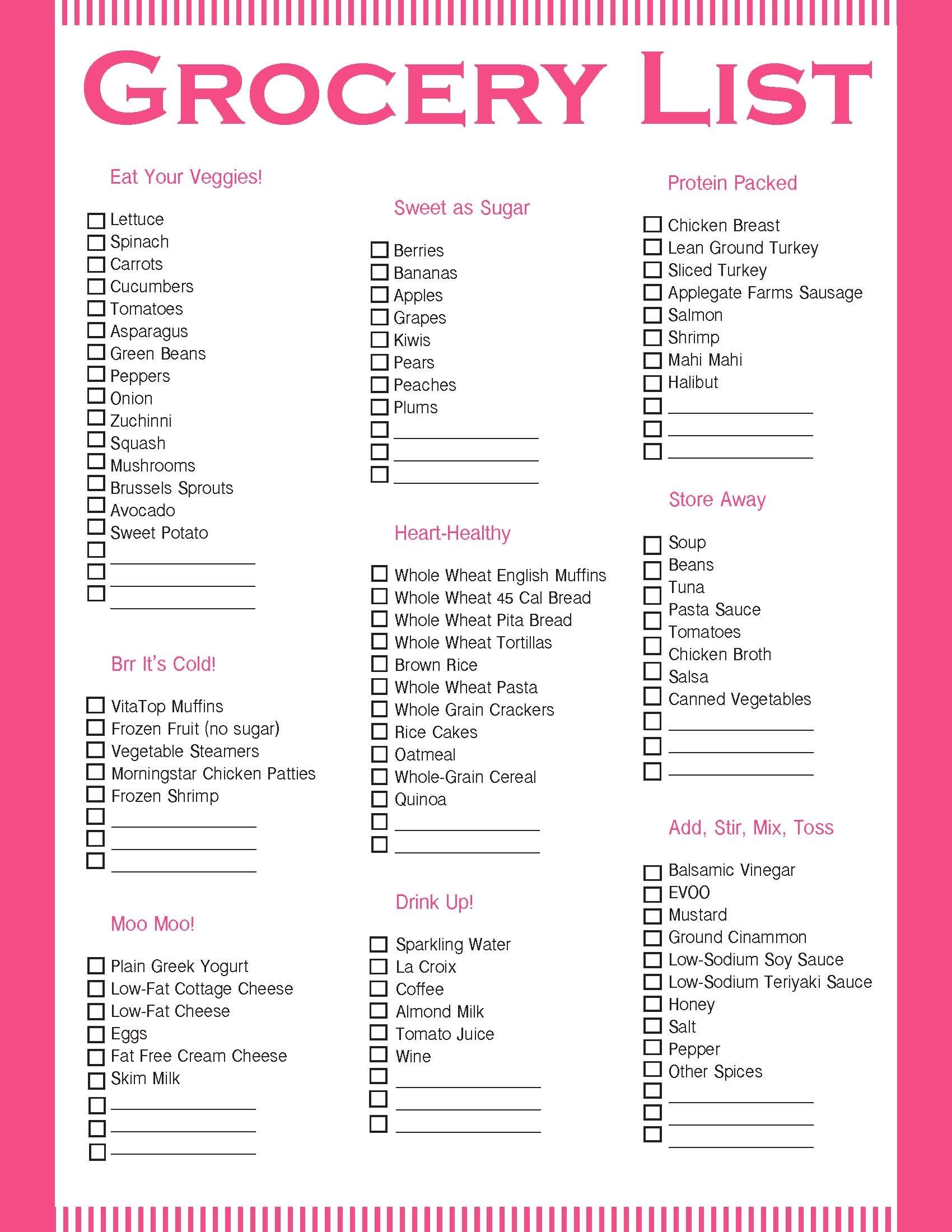 Simple Grocery Lists 6 Free PDF Printables Printablee Worksheets Library