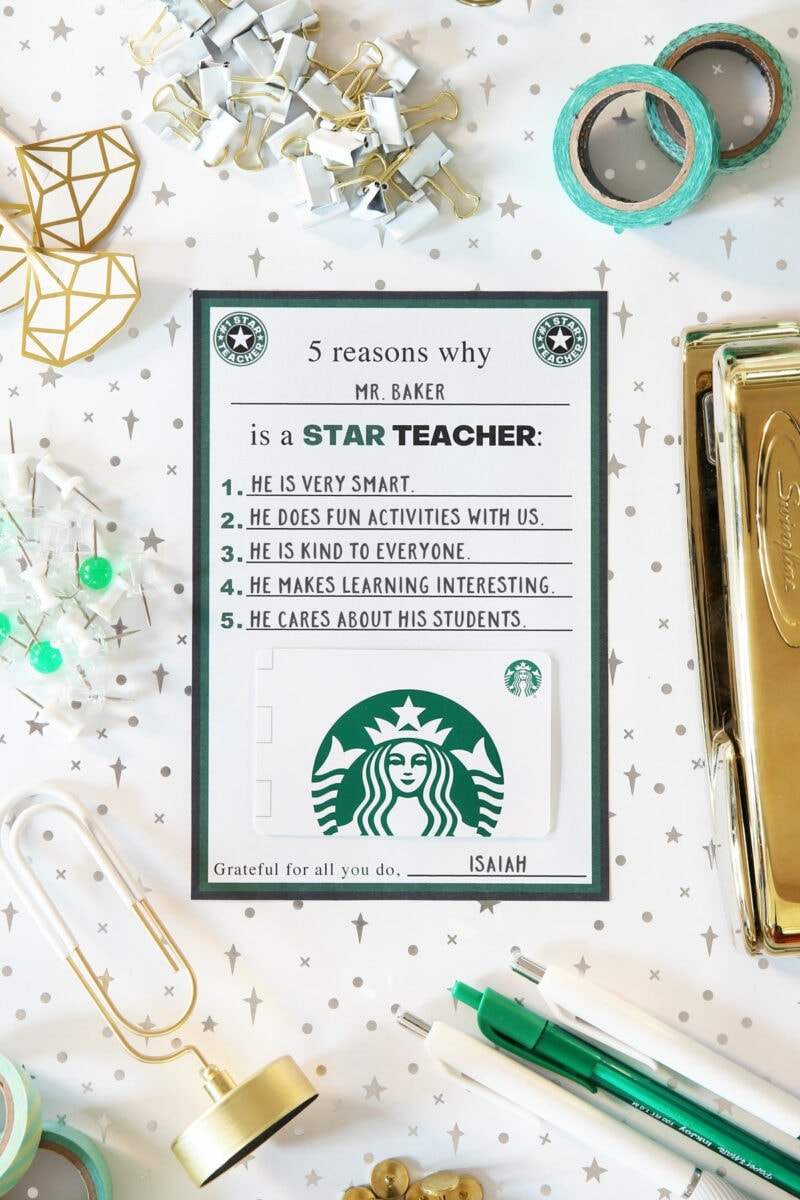 Starbucks Teacher Gifts with Free Printables Gift Card Holder Starbucks Teacher Gifts with Free Printables Gift Card Holder