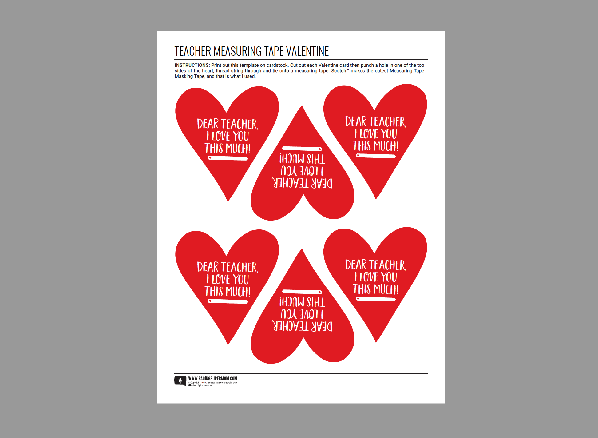 Free Printable Valentines Cards For Teachers