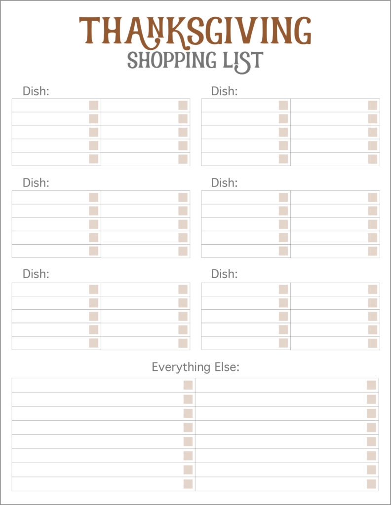 Thanksgiving Meal Planners Shopping List Printables FREE Live Craft Eat