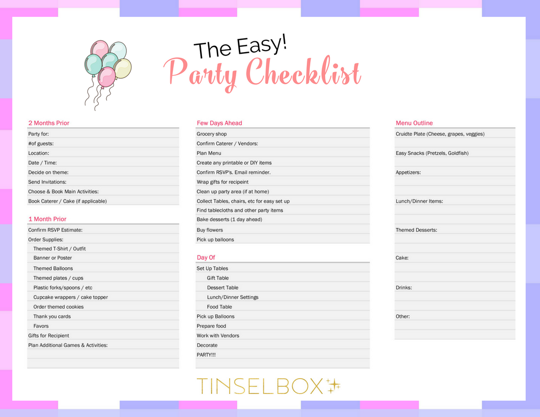 The EASY Party Planner Checklist TINSELBOX