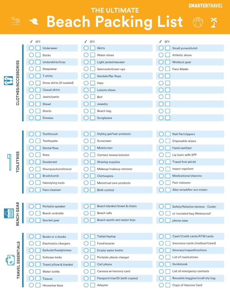 beach packing list printable beach packing list printable