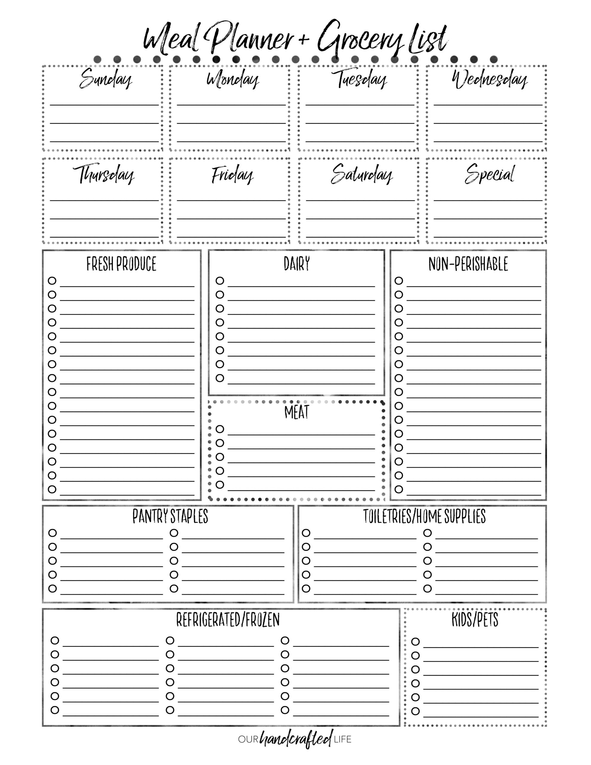 Free Printable Weekly Meal Planner Template With Grocery List