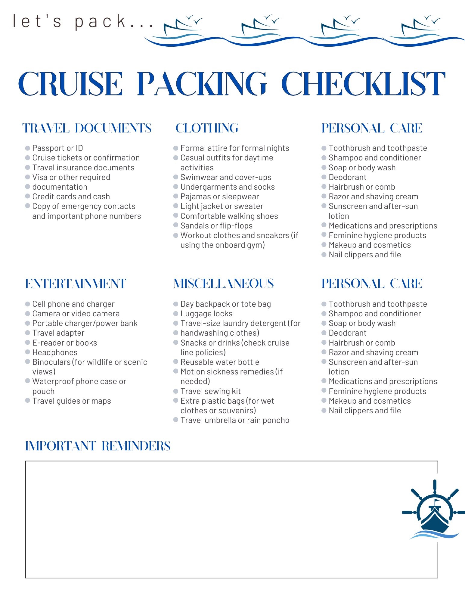 The Ultimate Cruise Packing Checklist Printable Don t Forget A Thing The Ultimate Cruise Packing Checklist Printable Don t Forget A Thing