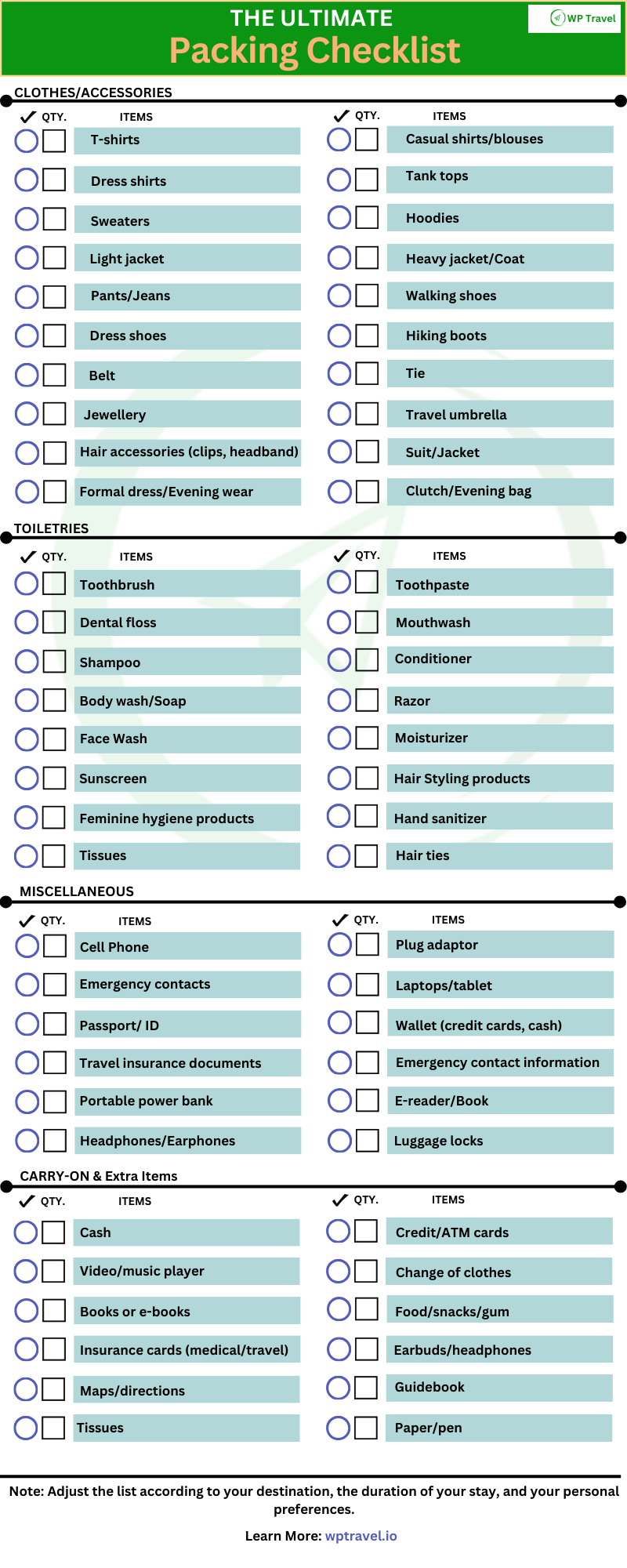 pdf free printable packing checklist
